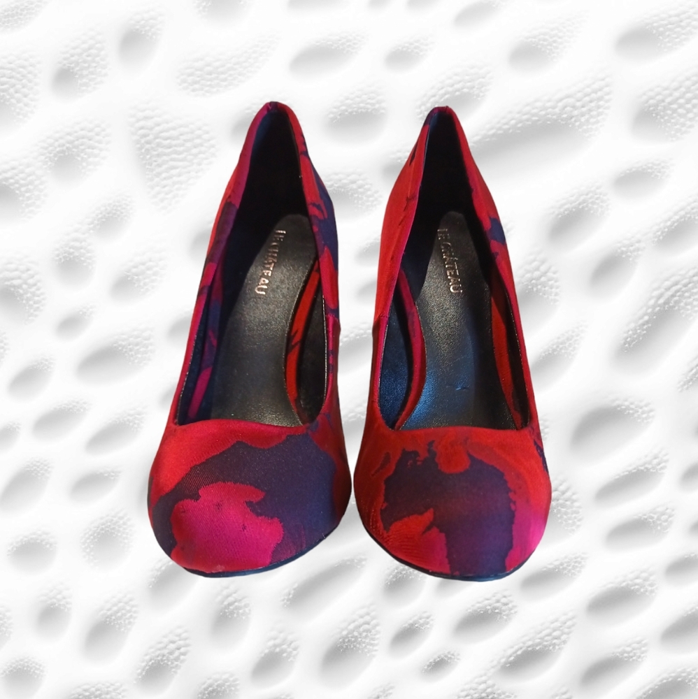 Le Château Women's Stiletto Heel Satin Pumps Red - Picture 5 of 16